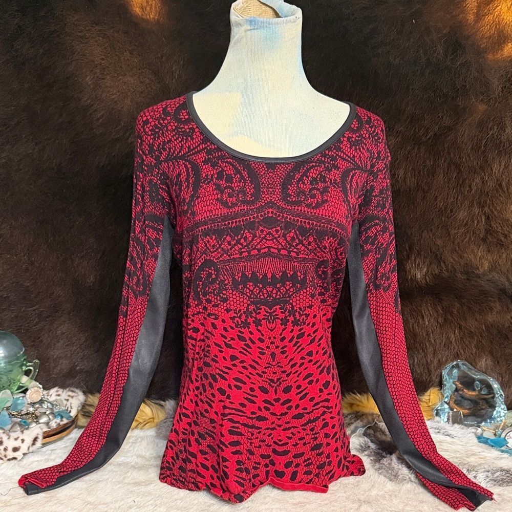 Alberto Makali Red and Black Long Sleeve Top M (5050)